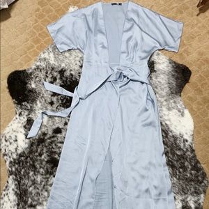Silky Wrap Maxi Dress (baby blue)